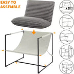 Fauteuil basculant de salon, lot de 2, cadre en métal avec accoudoirs, coussin en mousse déchiquetée, chaise longue surdimensionnée pour chambre à coucher, bureau, gris clair