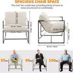 Fauteuil basculant de salon, lot de 2, cadre en métal avec accoudoirs, coussin en mousse déchiquetée, chaise longue surdimensionnée pour chambre à coucher, bureau, gris clair