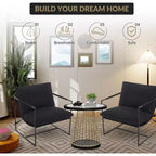 Fauteuil basculant de salon, lot de 2, cadre en métal avec accoudoirs, coussin en mousse déchiquetée, chaise longue surdimensionnée pour chambre à coucher, bureau, gris clair