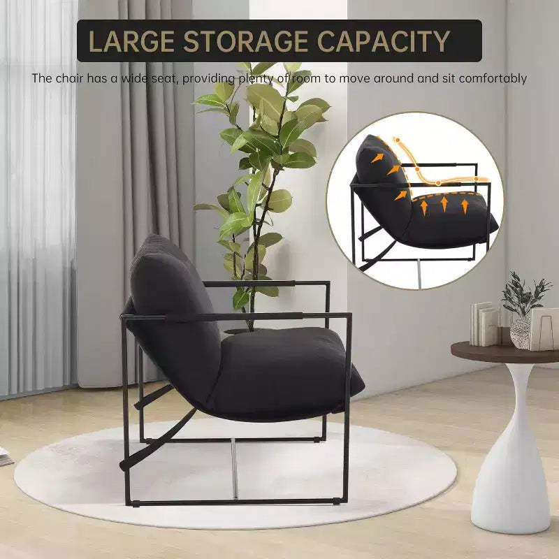 Fauteuil basculant de salon, lot de 2, cadre en métal avec accoudoirs, coussin en mousse déchiquetée, chaise longue surdimensionnée pour chambre à coucher, bureau, gris clair