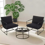Fauteuil basculant de salon, lot de 2, cadre en métal avec accoudoirs, coussin en mousse déchiquetée, chaise longue surdimensionnée pour chambre à coucher, bureau, gris clair