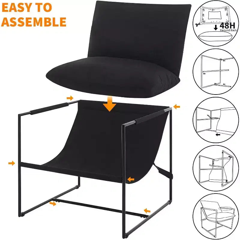 Fauteuil basculant de salon, lot de 2, cadre en métal avec accoudoirs, coussin en mousse déchiquetée, chaise longue surdimensionnée pour chambre à coucher, bureau, gris clair