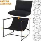 Fauteuil basculant de salon, lot de 2, cadre en métal avec accoudoirs, coussin en mousse déchiquetée, chaise longue surdimensionnée pour chambre à coucher, bureau, gris clair