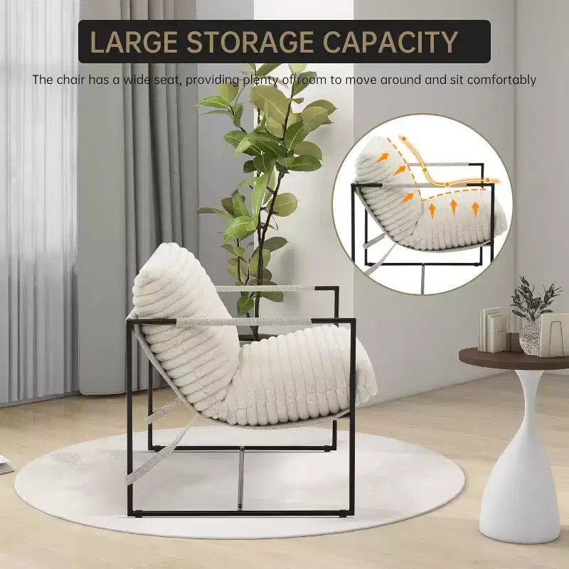 Fauteuil basculant de salon, lot de 2, cadre en métal avec accoudoirs, coussin en mousse déchiquetée, chaise longue surdimensionnée pour chambre à coucher, bureau, gris clair