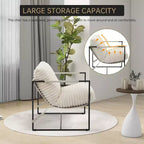 Fauteuil basculant de salon, lot de 2, cadre en métal avec accoudoirs, coussin en mousse déchiquetée, chaise longue surdimensionnée pour chambre à coucher, bureau, gris clair
