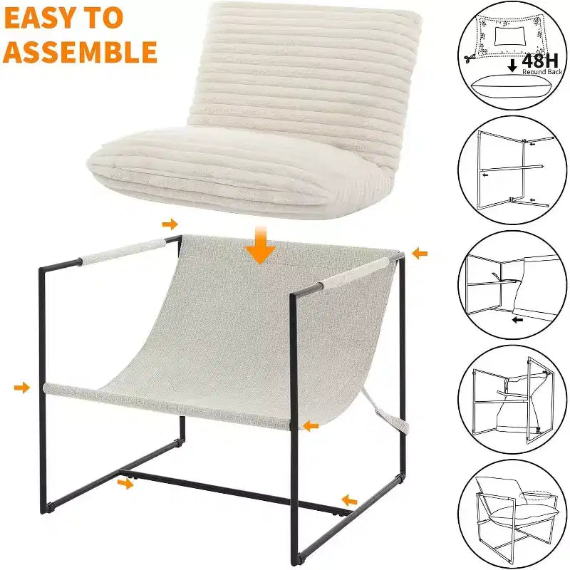 Fauteuil basculant de salon, lot de 2, cadre en métal avec accoudoirs, coussin en mousse déchiquetée, chaise longue surdimensionnée pour chambre à coucher, bureau, gris clair