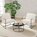 Fauteuil basculant de salon, lot de 2, cadre en métal avec accoudoirs, coussin en mousse déchiquetée, chaise longue surdimensionnée pour chambre à coucher, bureau, gris clair