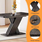 Table de salle à manger extensible, table de cuisine de ferme pour 4 à 8 personnes, table à manger en bois de 140 à 180 cm avec base en X, avec rail métallique pour salle à manger, marbre