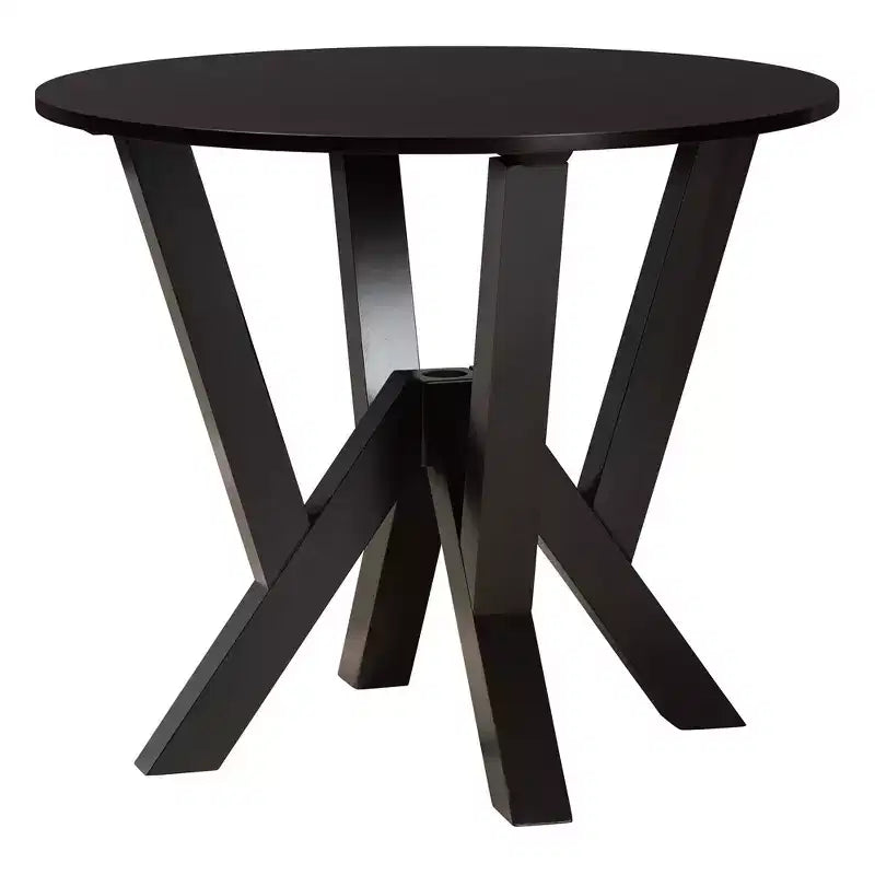 Ensemble de salle à manger 5 pièces Adina en tissu sable moderne et bois brun foncé
