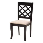 Ensemble de salle à manger 5 pièces Selby en tissu sable moderne et bois marron foncé