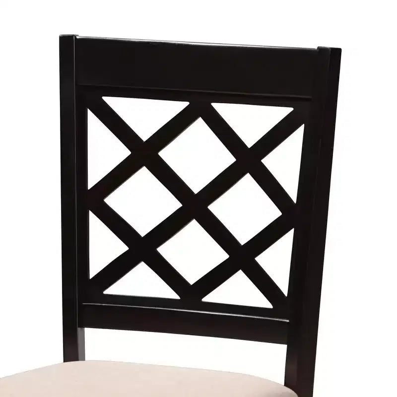 Ensemble de salle à manger 5 pièces Selby en tissu sable moderne et bois marron foncé
