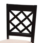 Ensemble de salle à manger 5 pièces Selby en tissu sable moderne et bois marron foncé