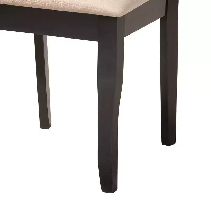 Ensemble de salle à manger 5 pièces Selby en tissu sable moderne et bois marron foncé
