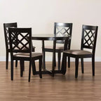 Ensemble de salle à manger 5 pièces Selby en tissu sable moderne et bois marron foncé