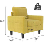 Fauteuil individuel – 33 fauteuils d'appoint modernes avec accoudoirs et coussins, moutarde