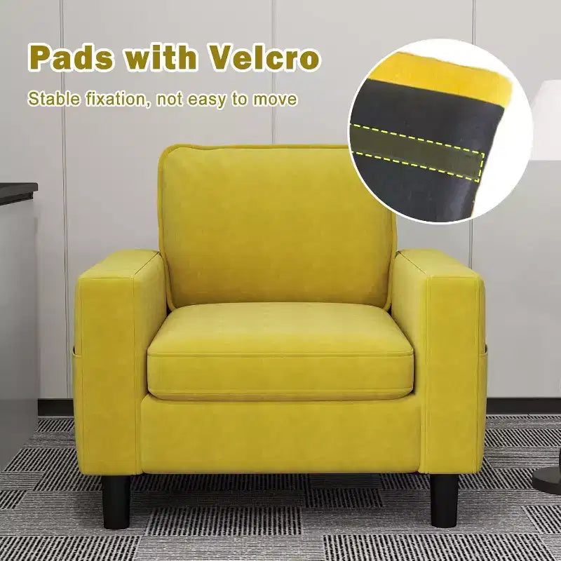 Fauteuil individuel – 33 fauteuils d'appoint modernes avec accoudoirs et coussins, moutarde