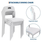 Plastic Stackable Dining Chairs with Metal Legs for Conference Room Office Dining Table, Easy Assembly, Stain-Resistant, Indoor & Outdoor Use