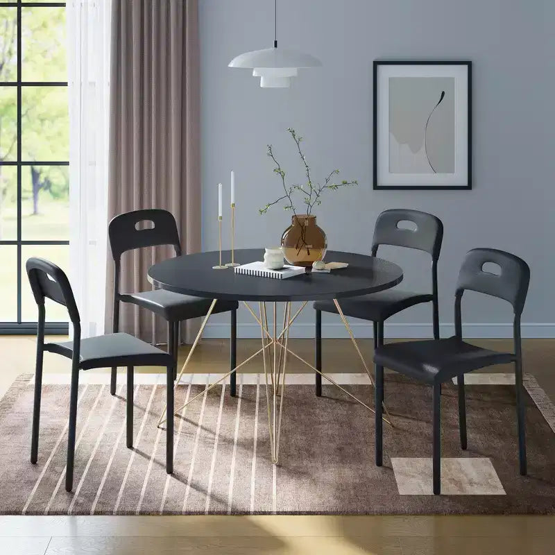 Chaises de salle à manger empilables en plastique avec pieds en métal pour salle de conférence, bureau, table de salle à manger, montage facile, résistant aux taches, utilisation intérieure et extérieure
