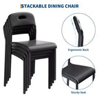 Plastic Stackable Dining Chairs with Metal Legs for Conference Room Office Dining Table, Easy Assembly, Stain-Resistant, Indoor & Outdoor Use