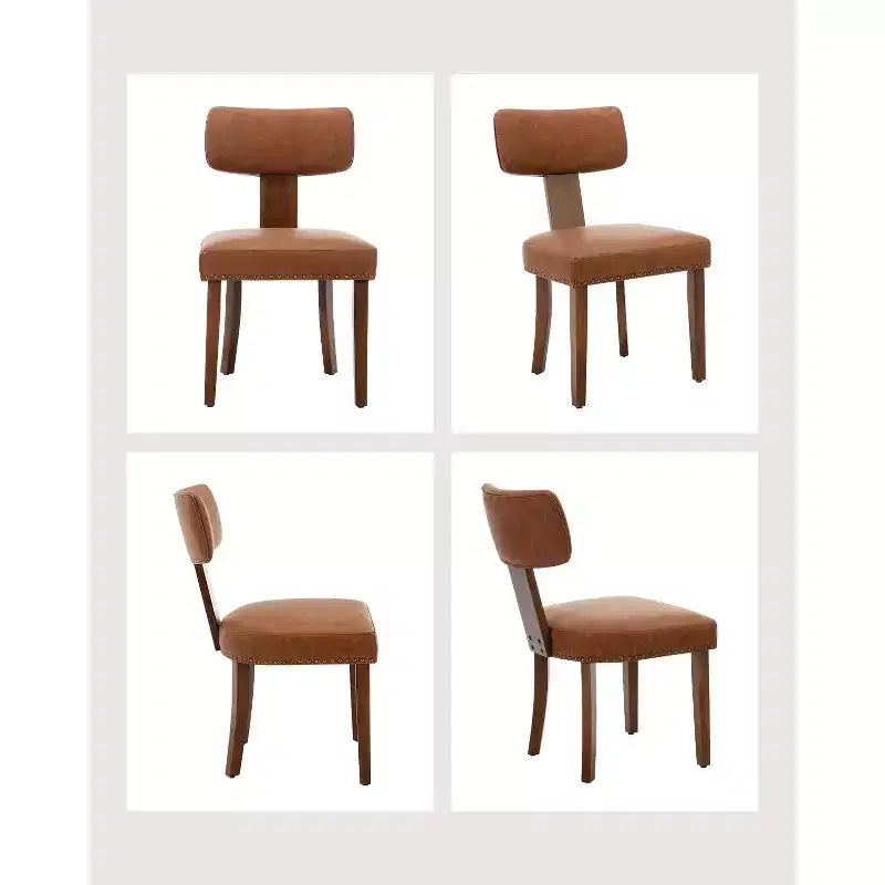 2 chaises de salle à manger avec cadre en bois dur et revêtement en cuir, capacité de poids de 120 kg, faciles à nettoyer pour la salle à manger