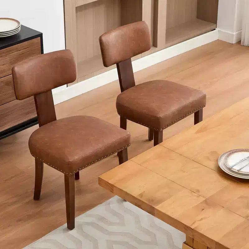 2 chaises de salle à manger avec cadre en bois dur et revêtement en cuir, capacité de poids de 120 kg, faciles à nettoyer pour la salle à manger