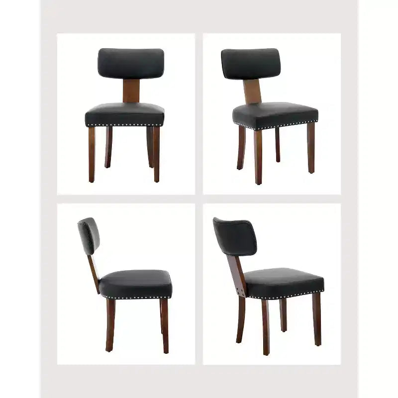 2 chaises de salle à manger avec cadre en bois dur et revêtement en cuir, capacité de poids de 120 kg, faciles à nettoyer pour la salle à manger