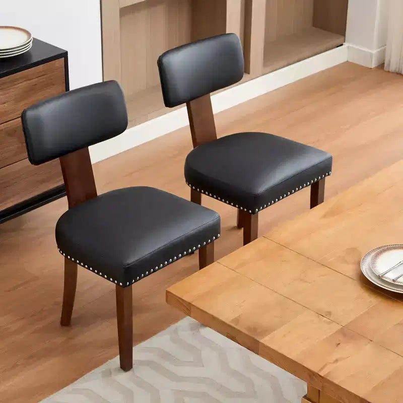 2 chaises de salle à manger avec cadre en bois dur et revêtement en cuir, capacité de poids de 120 kg, faciles à nettoyer pour la salle à manger