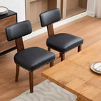 2 chaises de salle à manger avec cadre en bois dur et revêtement en cuir, capacité de poids de 120 kg, faciles à nettoyer pour la salle à manger