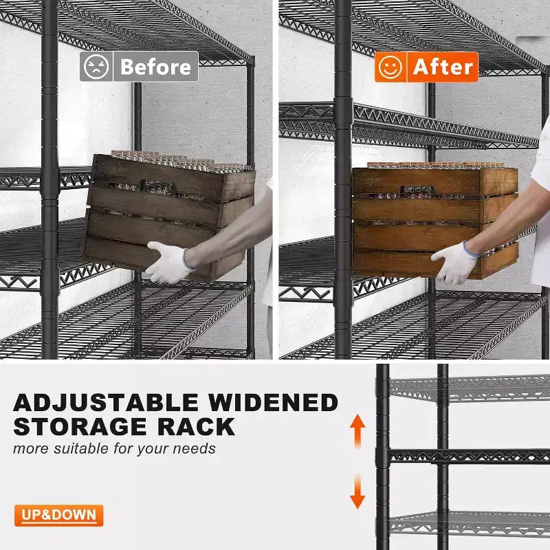 5-Tier Heavy Duty Metal Storage Rack 60W x 24D x 82H, 3000LBS Adjustable Wire Metal Shelves for Storage, Free Standing Storage Shelf Units