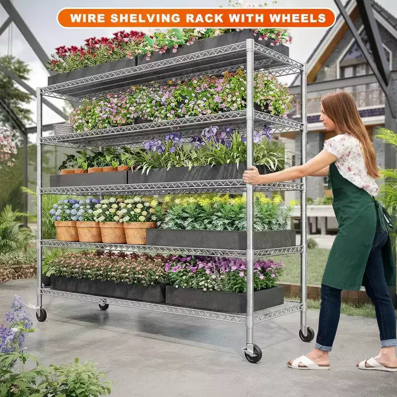 5-Tier Heavy Duty Metal Storage Rack 60W x 24D x 82H, 3000LBS Adjustable Wire Metal Shelves for Storage, Free Standing Storage Shelf Units