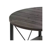 Table basse ronde moderne à 2 niveaux avec étagère de rangement ouverte en bois pour salon, bureau à domicile