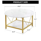 Table basse ronde moderne à 2 niveaux avec étagère de rangement ouverte en bois pour salon, bureau à domicile