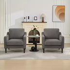 Modern Comfy Accent Chair, Linen Fabric Upholstered Armchair,Reading Side Chair, Single Sofa with Back Pillow and Wood Legs for Living Room, Beige