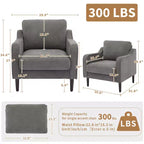 Modern Comfy Accent Chair, Linen Fabric Upholstered Armchair,Reading Side Chair, Single Sofa with Back Pillow and Wood Legs for Living Room, Beige