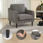 Modern Comfy Accent Chair, Linen Fabric Upholstered Armchair,Reading Side Chair, Single Sofa with Back Pillow and Wood Legs for Living Room, Beige