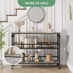 Console industrielle 43" à 3 niveaux, table d'entrée étroite et table de canapé avec étagères, design peu encombrant pour couloir, salon, petits espaces