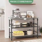 Console industrielle 43" à 3 niveaux, table d'entrée étroite et table de canapé avec étagères, design peu encombrant pour couloir, salon, petits espaces