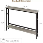 Table console Slim 5.9, table console étroite à 2 niveaux avec étagère réglable, design peu encombrant pour le salon, l'entrée, le couloir et le foyer