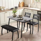Ensemble de salle à manger 5 pièces en bois, banc rembourré et 2 chaises, dinette compacte pour studio, cuisine, salle à manger