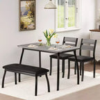 Ensemble de salle à manger 5 pièces en bois, banc rembourré et 2 chaises, dinette compacte pour studio, cuisine, salle à manger