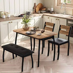 Ensemble de salle à manger 5 pièces en bois, banc rembourré et 2 chaises, dinette compacte pour studio, cuisine, salle à manger