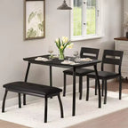 Ensemble de salle à manger 5 pièces en bois, banc rembourré et 2 chaises, dinette compacte pour studio, cuisine, salle à manger