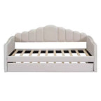 Twin Size Daybed with Trundle for Adults, Kids, Girls, Teens, Daybeds with Trundle for Living Room, Velvet, Beige