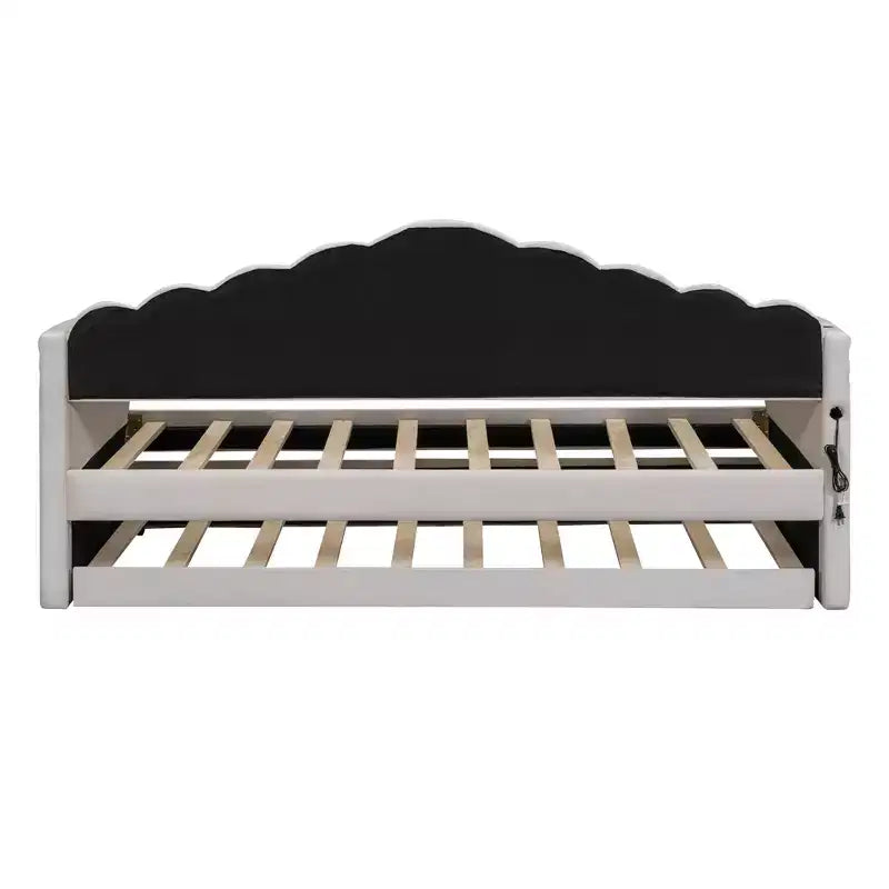 Twin Size Daybed with Trundle for Adults, Kids, Girls, Teens, Daybeds with Trundle for Living Room, Velvet, Beige