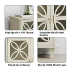 Meuble de rangement avec portes vitrées décoratives et étagère réglable, Crème