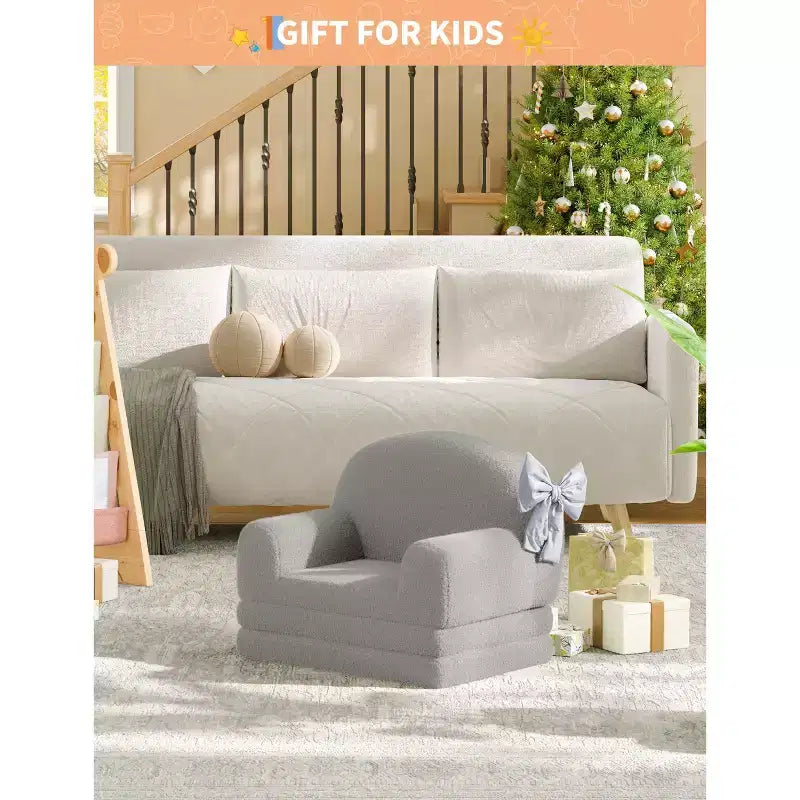 Fauteuil Canapé pour Enfants, Fauteuil Lounge Canapé Convertible 2 en 1 pour Tout-petits, Lit Canapé Pliant Confortable en Flanelle de Peluche pour Chambre de Jeu, Chambre à Coucher, Crèche