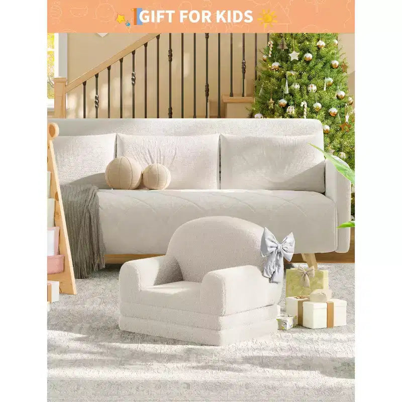 Fauteuil Canapé pour Enfants, Fauteuil Lounge Canapé Convertible 2 en 1 pour Tout-petits, Lit Canapé Pliant Confortable en Flanelle de Peluche pour Chambre de Jeu, Chambre à Coucher, Crèche