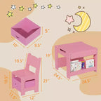 Kids Art Table and 2 Chairs, 3 in 1 Activity Table with 2 Chairs, Toddlers Craft Table Art Desk for Home Daycare Playroom