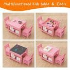 Kids Art Table and 2 Chairs, 3 in 1 Activity Table with 2 Chairs, Toddlers Craft Table Art Desk for Home Daycare Playroom