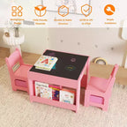 Kids Art Table and 2 Chairs, 3 in 1 Activity Table with 2 Chairs, Toddlers Craft Table Art Desk for Home Daycare Playroom